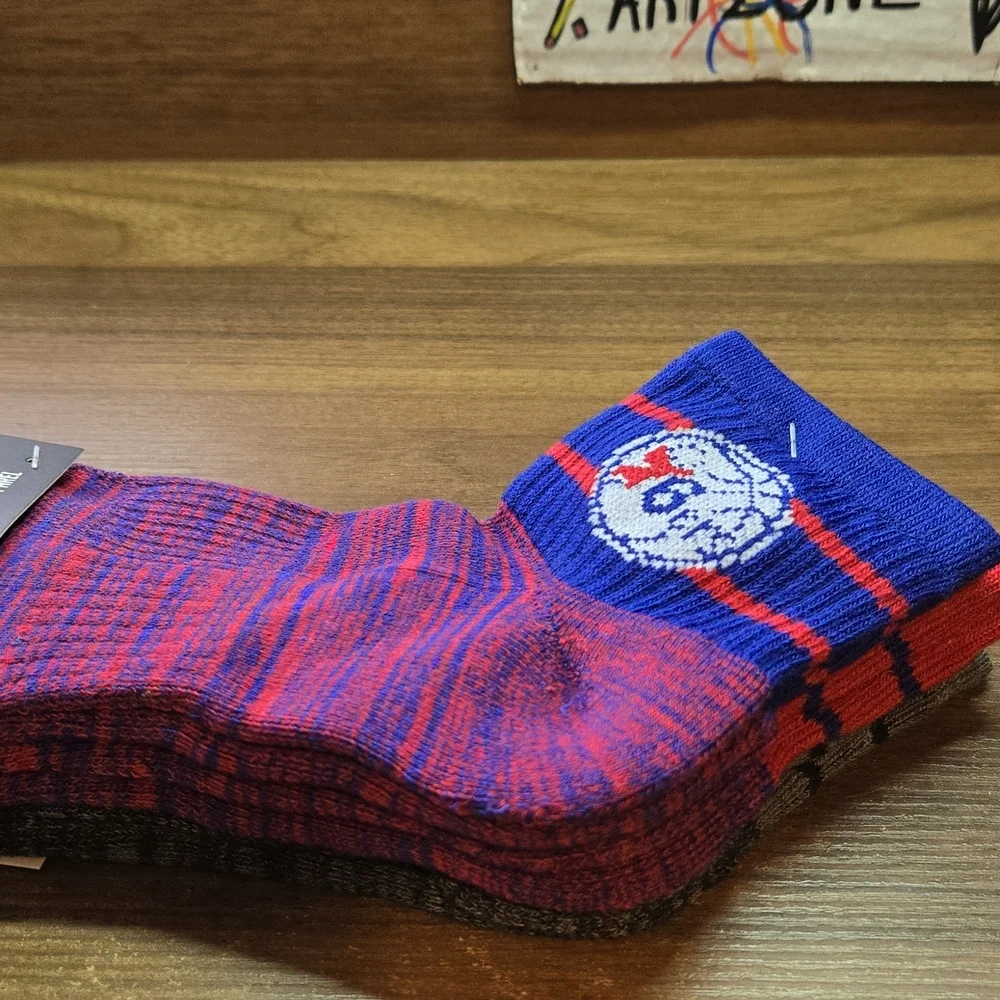 NBA 76ers 3 Pack Kids' Red and Blue Quarter Cut Socks
